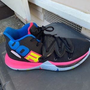 Kyrie 5 black blue hot pink and neon yellow